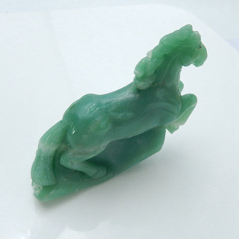 New, Carved Green Aventurine Gemstone Horse Ornament, 81x73x32mm, 159.2g - MyGemGarden