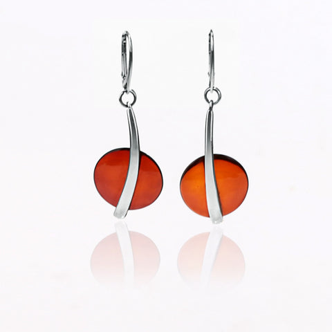 New Design Hot Sale 925 Silver with Natural Amber Gemstone Earrings 6.1g - MyGemGarden