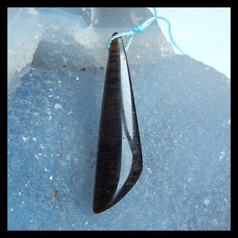 Tiger's Eye Gemstone Pendant, 46x12x5mm, 4.2g - MyGemGarden