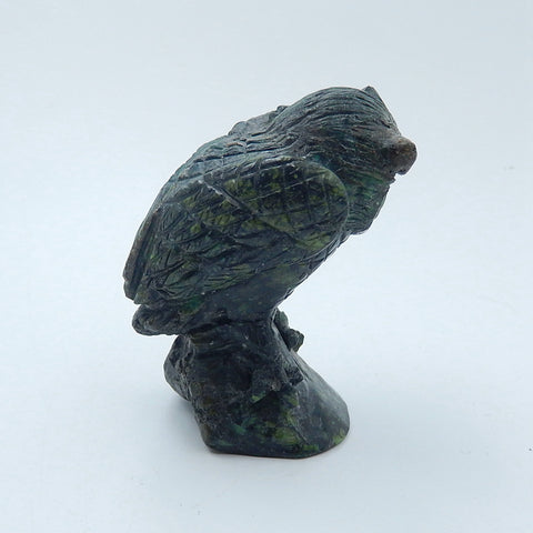 Turquoise Gemstone Owl Carved Ornament, 54x25x32mm, 65g - MyGemGarden