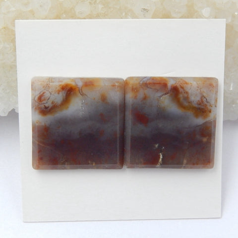 Ocean Jasper Gemstone Natural Cabochon pair, 18x18x3mm, 5.2g - MyGemGarden