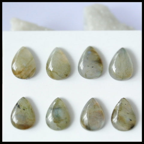 8PCS Natural Labradorite Gemstone Drop Cabochon 16x11x5mm,10.55g - MyGemGarden