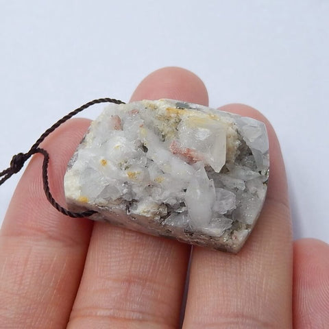 Natural Quartz Pendant Bead, 29x19x4mm, 10.8g - MyGemGarden