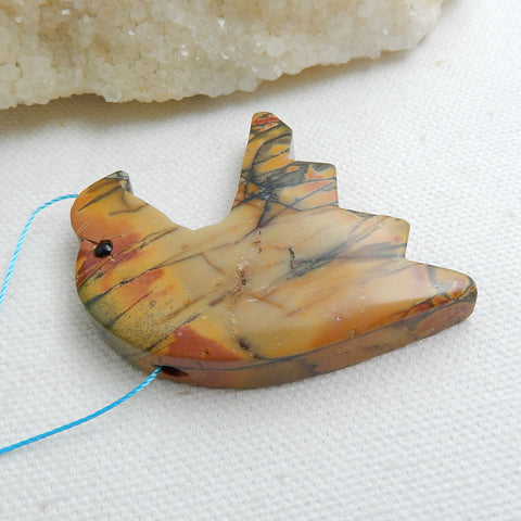 Natural Multi-Color Picasso jasper Carving bird head Pendant, 45x39x10mm, 25.2g - MyGemGarden