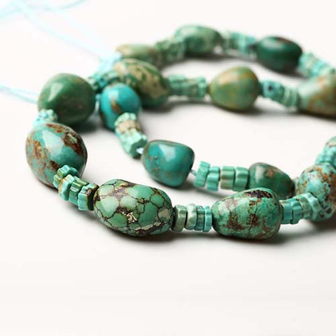 New Fashion Green Turquoise Gemstone Jewelry Loose Beads, 30.6g - MyGemGarden