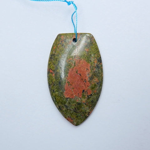 Natura Unakite Jasper Gemstone Pendant Bead, 49x29x6mm, 16.6g - MyGemGarden