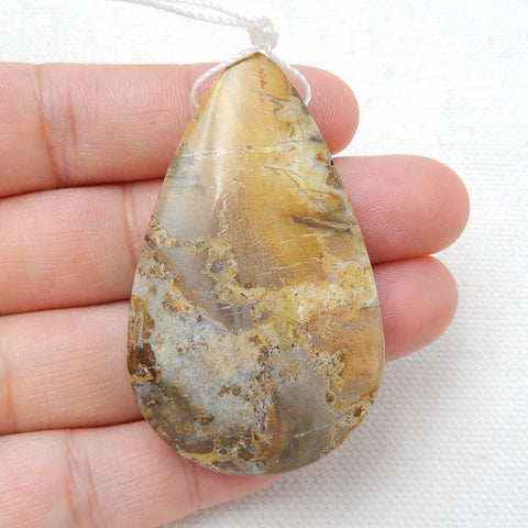 Natural Ocean Jasper Drilled Teardrop Gemstone Pendant Bead, 52x31x8mm, 20.3g - MyGemGarden