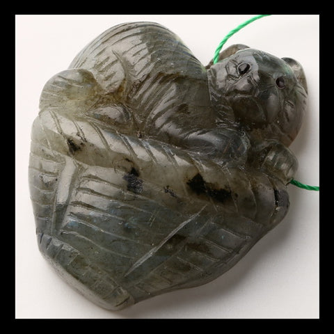 Labradorite Gemstone Cat Carved Ornament, 40x33x13mm, 114ct - MyGemGarden