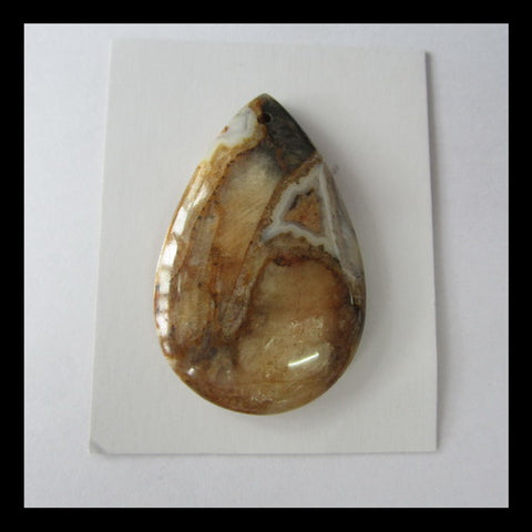 Petrified Wood Pendant Bead, 50x33x8mm, 19g - MyGemGarden