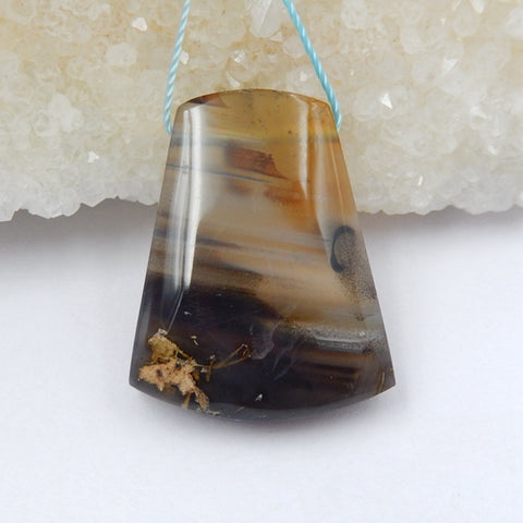 Agate Gemstone Natural Pendant Bead, 29x23x8mm, 8.5g - MyGemGarden