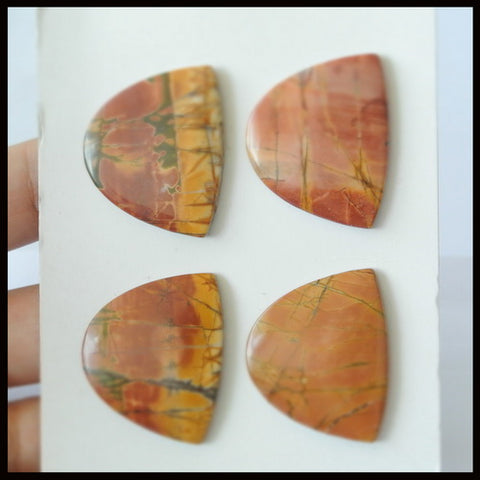 4 pcs Natural Multi-Color Picasso Jasper Gemstone Cabochon Pair 33x27x4mm,33x27x5mm,23.5g - MyGemGarden