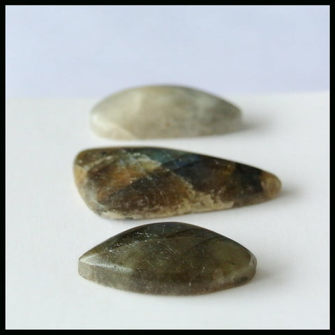 3PCS Natural Labradorite Gemstone Cabochon 28x18x5mm,22x13x6mm,8.75g - MyGemGarden