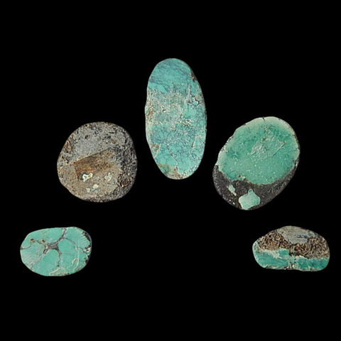 5 PCS Freeform Turquoise Cabochon Pairs For Jewelry 24x12x4mm, 14x9x4mm 6.2g - MyGemGarden