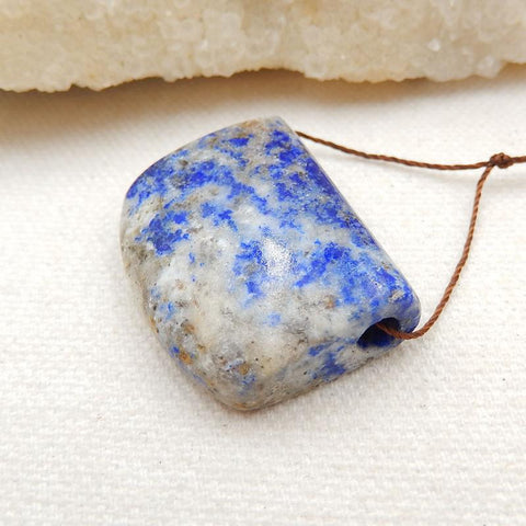 Natural Lapis Lazuli Drilled Gemstone Pendant Bead, 30x23x10mm, 13.9g - MyGemGarden