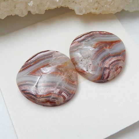 Natural Agate cabochon, Crazy Lace Rosetta Stone Gemstone Cabochon Pair, 16x4mm, 3.6g - MyGemGarden