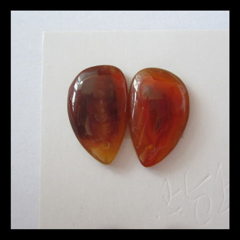 8 pcs Red Agate Cabochon Pair 16x11x3mm,7.5g - MyGemGarden