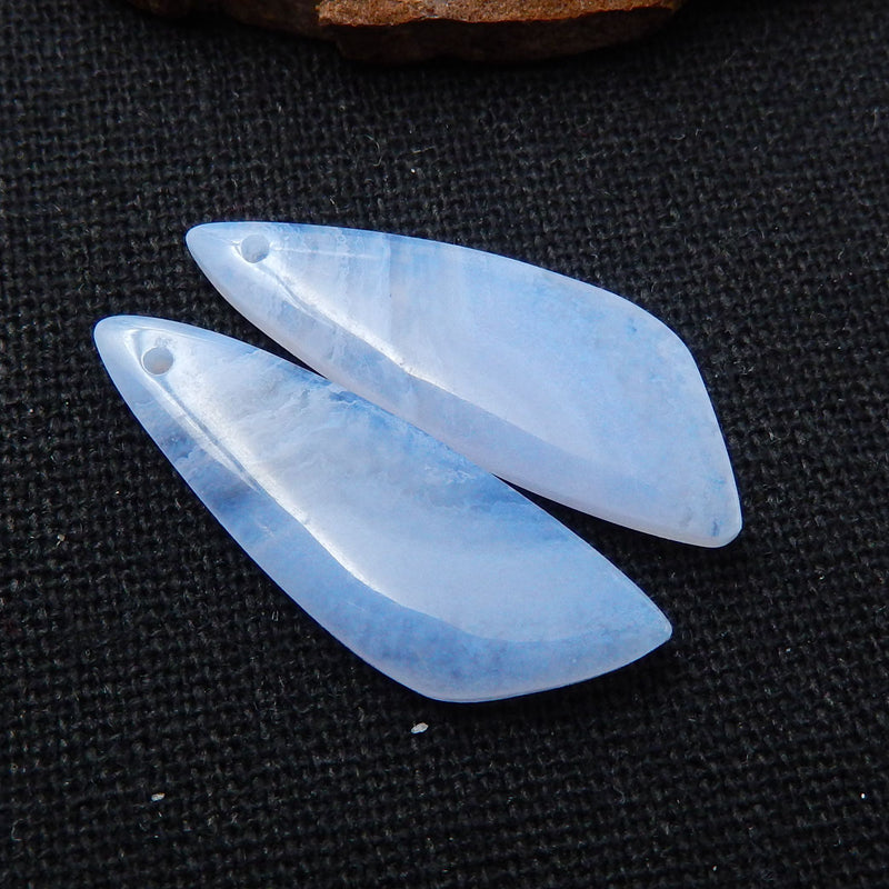 Natural Blue Lace Agate Earrings Beads, Stone For Earrings Making, 30x10x4mm, 3.5g - MyGemGarden