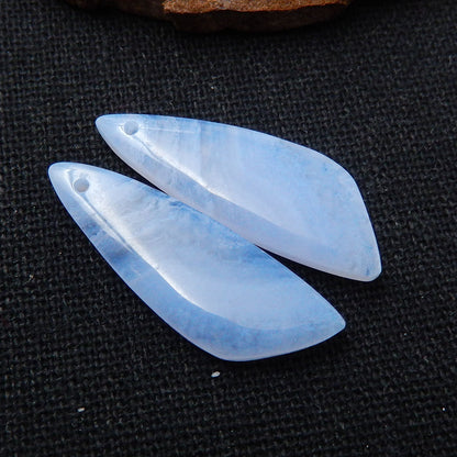 Natural Blue Lace Agate Earrings Beads, Stone For Earrings Making, 30x10x4mm, 3.5g - MyGemGarden