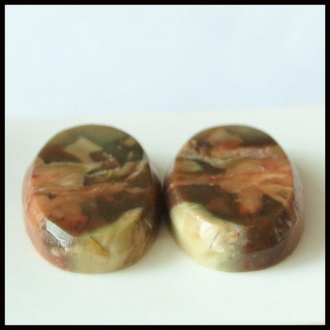 Natural Mushroom Jasper Gemstone Cabochon Pair 22x12x4mm,4.3g - MyGemGarden