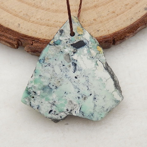 Natural Nugget Turquoise Drilled Pendant Stone, 25x24x3mm, 2.3g