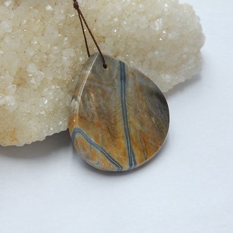 Natural Picasso Jasper Drilled Gemstone Pendant Bead, 42x43x5mm, 18.8g - MyGemGarden