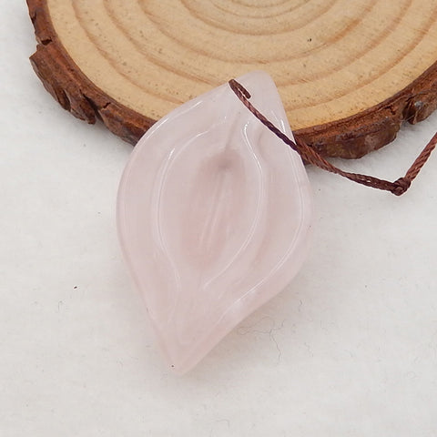 Natural Rose Quartz Gemstone Pendant Stone, 40x24x12mm, 11.0g