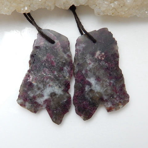 Nugget Tourmaline Earrings Pair, stone for Earrings making, 29x19x2mm, 6.2g - MyGemGarden