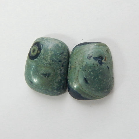 Natural Ocean Kambaba Gemstone Cabochon Pair, 13x10x4mm, 2.4g - MyGemGarden