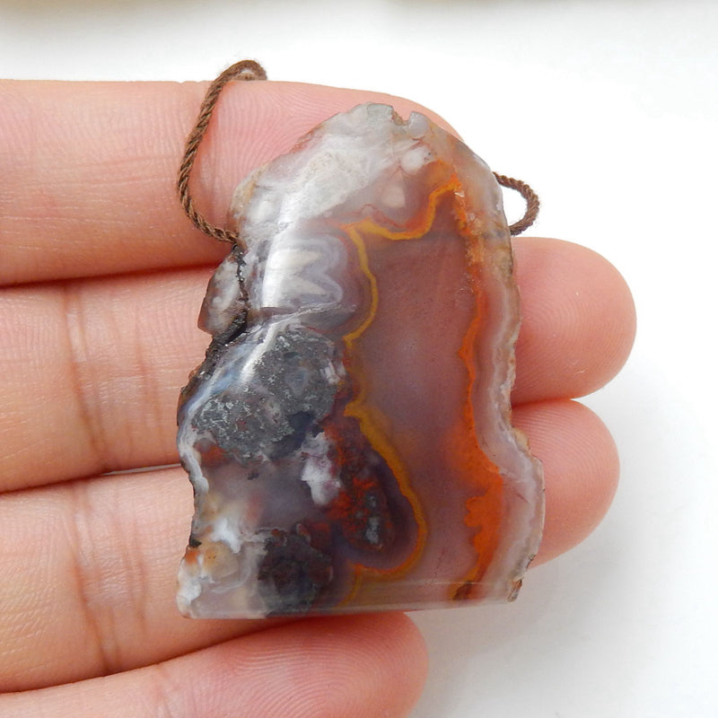 Natural Agate Gemstone Pendant, Natural Stone, 37x27x6mm, 11.6g - MyGemGarden