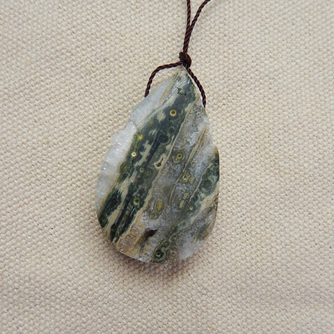 Ocean Jasper Natural Pendant , 39x24x10mm, 15.58g - MyGemGarden