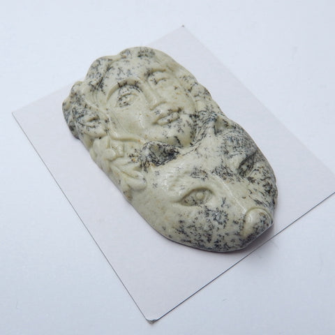 Natural Sapling jasper Carving figure Gemstone Cabochon, 60x33x8mm, 25.45g - MyGemGarden