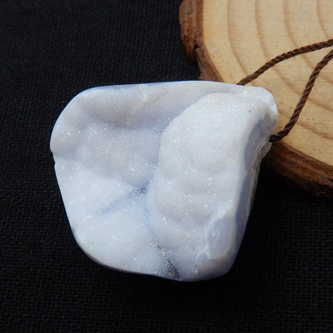 Drusy Blue Lace Agate Gemstone Pendant Bead, 36x35x19mm, 24g - MyGemGarden