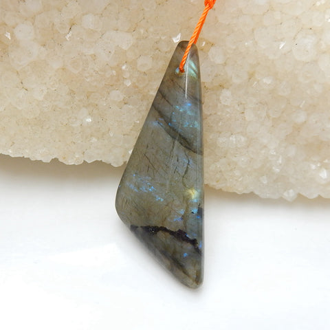 Natural labradorite Drilled Pendant Bead, 46x18x8mm, 8.6g - MyGemGarden