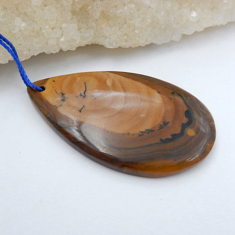 Natural Us Biggs Jasper Drilled Teardrop Gemstone Pendant Bead, 52x31x5mm, 14g - MyGemGarden