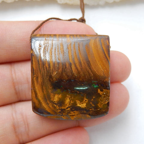 New, Natural Boulder opal Drilled Gemstone Pendant Bead, 29x26x13mm, 19.5g - MyGemGarden