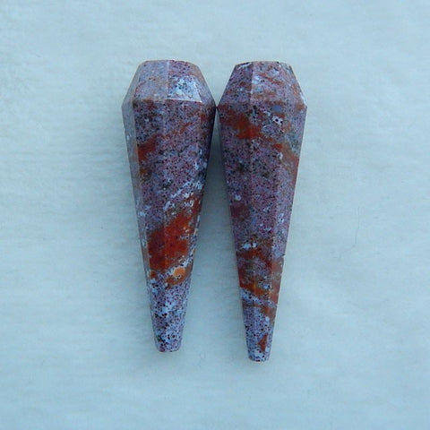 Natural Carved Ocean Jasper  Cabochon Pairs£¨Can Drill),43x13mm,15.1g - MyGemGarden