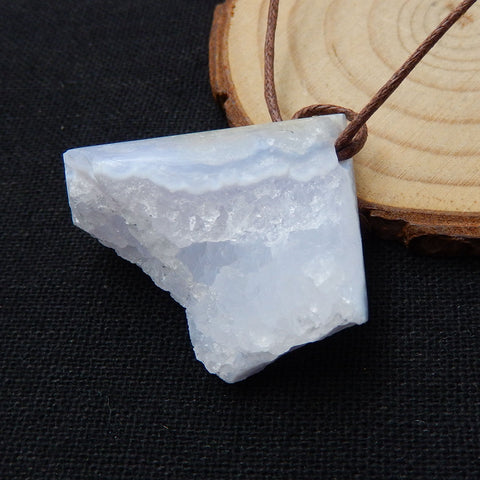 Drusy Blue Lace Agate Gemstone Pendant Bead, 33x38x19mm, 17.4g - MyGemGarden