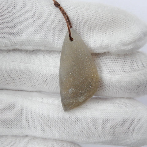 Drusy Agate Gemstone Natural Pendant Bead, 29x14x6mm, 3g - MyGemGarden