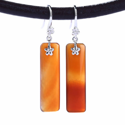 Hot Sale Natural Stone Red Agate 925 Sterling Silver Handmade Earring Bead 28x8x4mm 4.71g - MyGemGarden