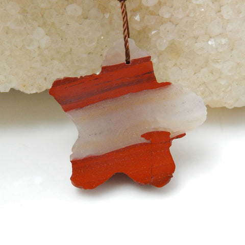 Carved Red River Jasper Gemstone Starfish Pendant Stone, 25x23x7mm, 4.8g - MyGemGarden