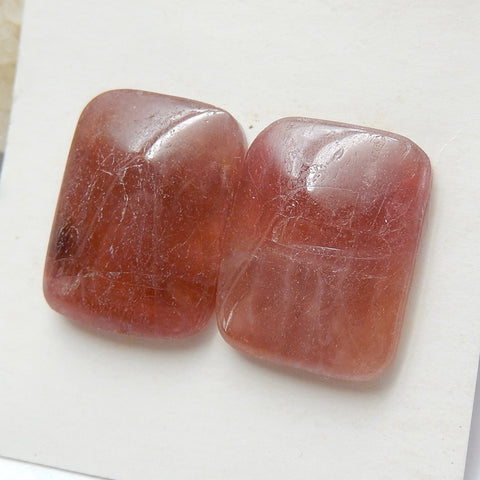 Natural Tourmaline Rectangle Gemstone Cabochon Pair, 18x14x4mm, 4.9g - MyGemGarden