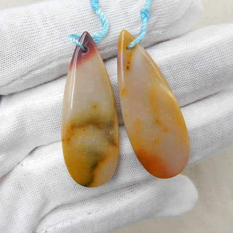 Mookaite Jasper Natural Gemstone Earrings Pair, 40x15x4mm, 7.6g - MyGemGarden