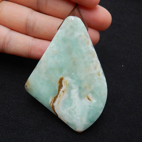 Nugget Larimar Gemstone Pendant, Raw Larimar Pendant, 67x47x10mm, 40.4g - MyGemGarden