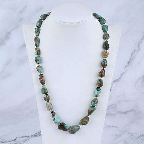 Natural Turquoise Necklace, Turquoise Bead Strands Handmade Gemstones, Adjustable Necklace, 1 Strand, 20-26 inch, 57.5g