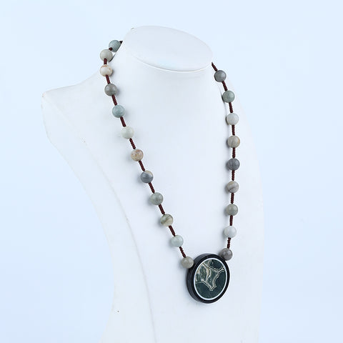 Natural Ocean Jasper, Obsidian Gemstone Necklace