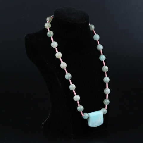 Natural Amazonite,Blue Aquamarine Gemstone Necklace