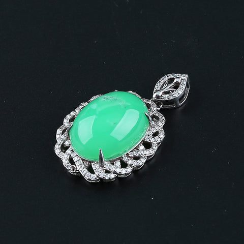 Natural Chrysoprase Gemstone Earrings with 925 Sterling Silver Accessories 21*15mm(stone size), 39*23*13, 9g