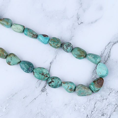 Natural Turquoise Necklace, Turquoise Bead Strands Handmade Gemstones, Adjustable Necklace, 1 Strand, 16-22 inch, 51g