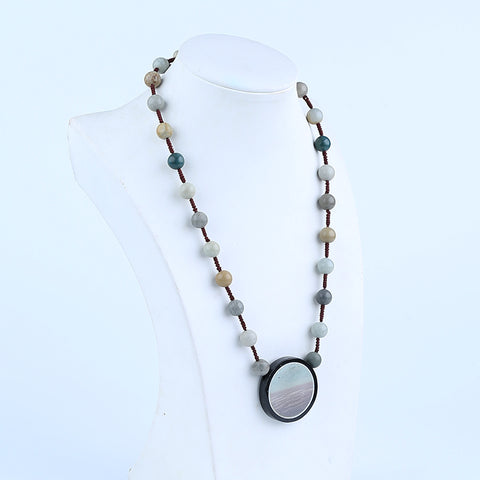 Natural Ocean Jasper, Obsidian Gemstone Necklace