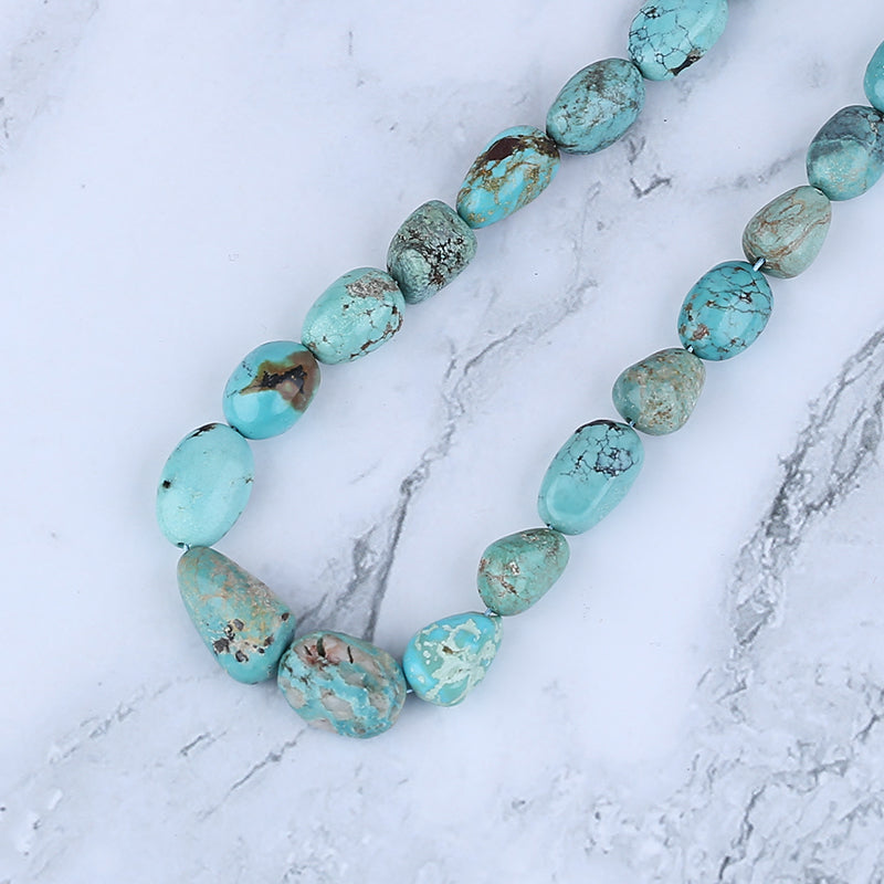 Natural Turquoise Necklace, Turquoise Bead Strands Handmade Gemstones, Adjustable Necklace, 1 Strand, 16-20 inch, 46.9g